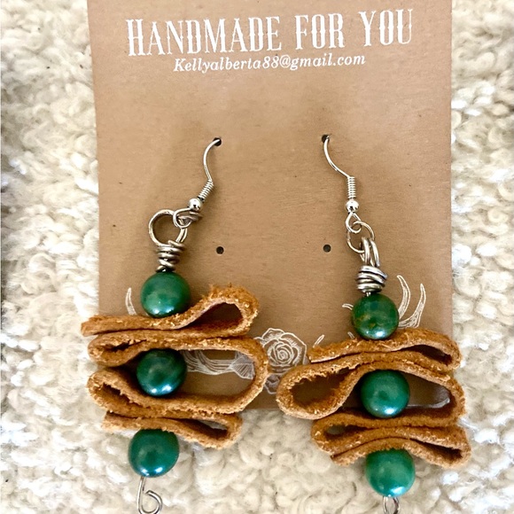 Earrings!!  Natural leather and beads. - Picture 3 of 8